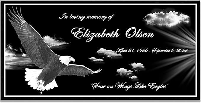 Memorial Stone Personalized, Grave Marker Cemetery, Headstones for Graves, Grave Markers, Eagle Memorial Plaque, Grave Decorations for Cemetery, Temporary Gravestone