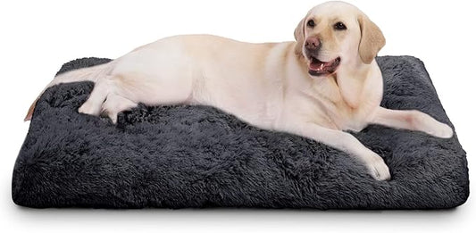 Vonabem Large Dog Bed Crate Pad 36 inch, Washable Crate Bed for Large Medium Dogs, Plush Soft Pet Mats for Sleeping 35 * 22 inch Dark Grey