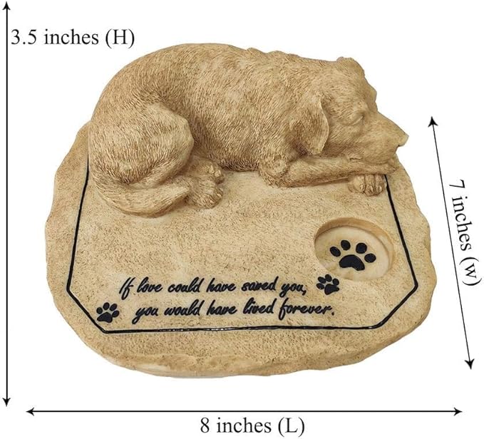Personalized Dog Memorial Stones with Sleeping Doggie Statue, Custom Grave Stones Tombstone Headstones Engraved with Name for Loss of Dog Sympathy Gifts Outdoors Memorial Remembrance Gifts