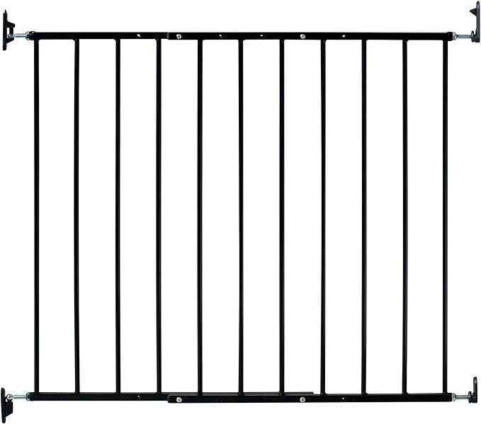 KidCo 24.75-42.5" Safeway Walk Through Baby Gate for Stairs and Doorways | No-Trip Top of Stairs Baby Gate No Bottom Bar | Quick-Release Mounted Hardware for Security and Easy Removal (Black)