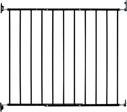 KidCo 24.75-42.5" Safeway Walk Through Baby Gate for Stairs and Doorways | No-Trip Top of Stairs Baby Gate No Bottom Bar | Quick-Release Mounted Hardware for Security and Easy Removal (Black)