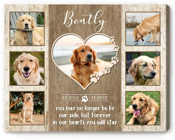 Benicee Shop Custom Pet Memorial Photo Collage Canvas, Gifts With Your Pet Picture, In Memory Of Pets, Dog Memorial Photo Collage Canvas, Dog Loss Gifts