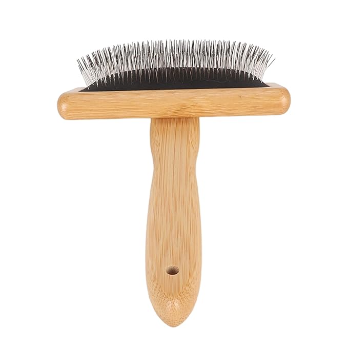 Macrame Slicker Comb with Hole Cushion Finely Polished Bamboo Cleaning Slicker Brush for Pet Tapestry Work Fast and Save Time (Large Size 10.2 X 13.8in)
