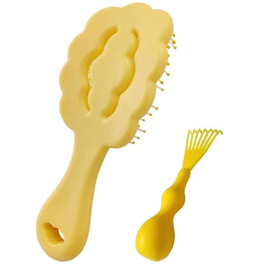 Cloud-Shaped Soft Bristle Puppy Brush for Small Dogs - Yorkie, Shih Tzu, Maltese, and Toy Poodles Grooming Tool with Detachable Lint Comb and Gift Box （Yellow）