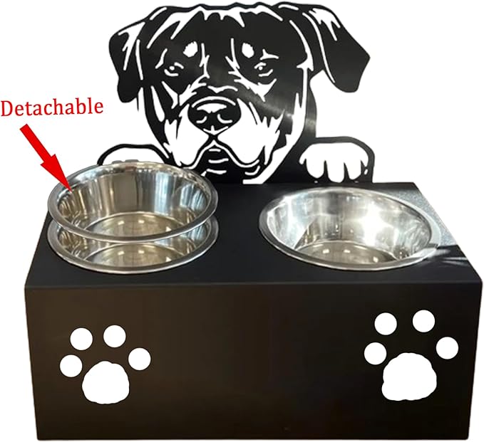 Personalized Dog Food Bowl Holder,Customized with Your Pet'S Name Pet Feeding Supplies Bowl Stainless Steel Dog Food and Water Dishes Gift for Pet Lovers (Rottweiler)