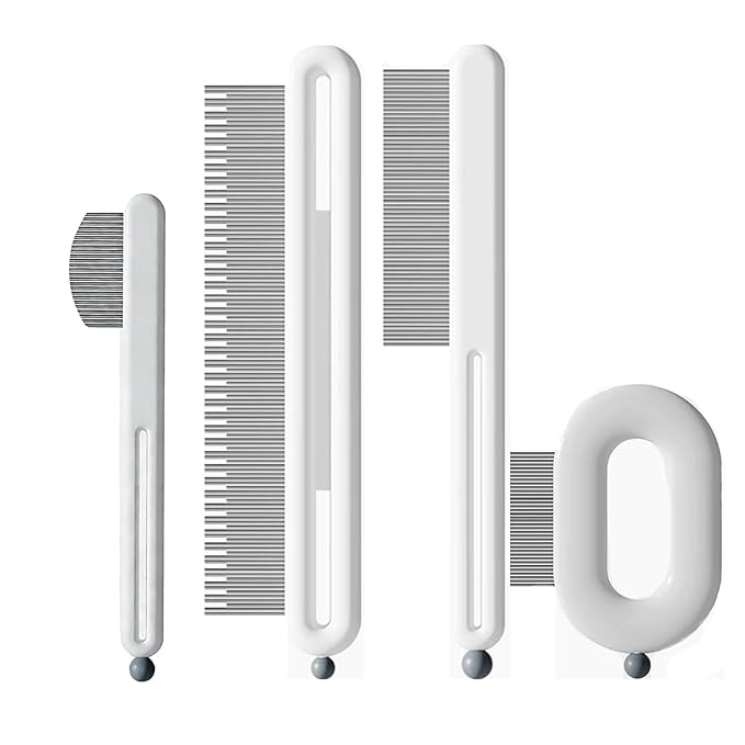 Precision Tear Stain Comb for Small Dogs Cats Face Eye Gunk Removal Tool ，Fit Yorkie, Shih Tzu, Maltese, Maltipoo, Pomeranian, Puppy Starter Kit, Pet Supplies (White-4 Pack)