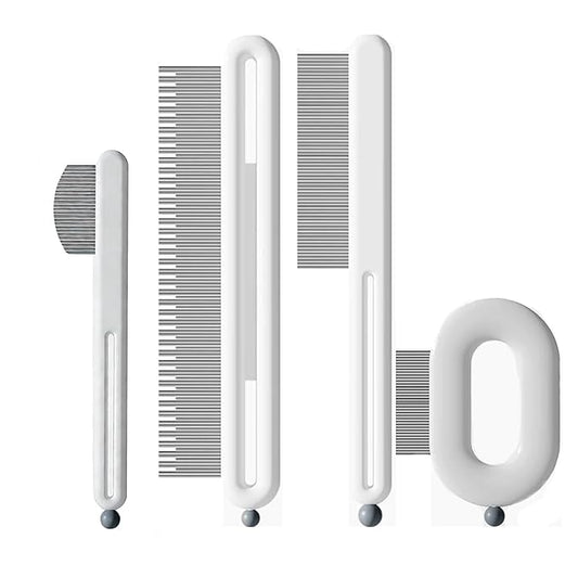 Precision Tear Stain Comb for Small Dogs Cats Face Eye Gunk Removal Tool ，Fit Yorkie, Shih Tzu, Maltese, Maltipoo, Pomeranian, Puppy Starter Kit, Pet Supplies (White-4 Pack)