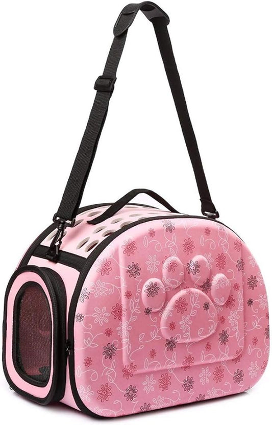 Lofik Travel Outdoor Portable Folding Pet Dog Carrier Cat Carrier Pet Travel Bag Pet Breathable Tote inch Pink