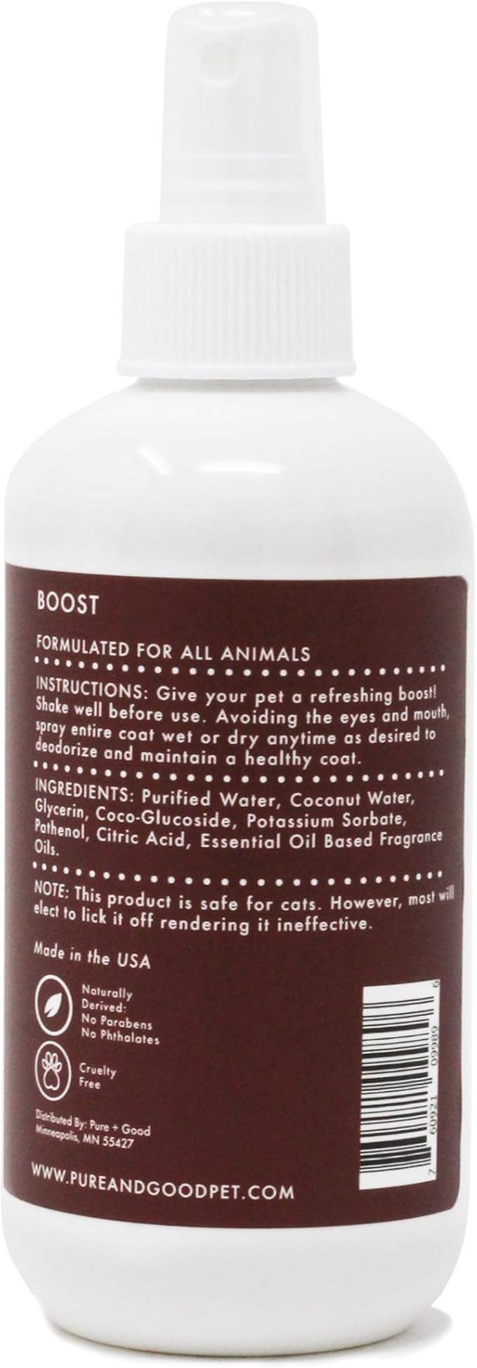 Refreshing Boost 8 oz - Nourishes Skin and Smoothes Coat, Deodorizing, Conditioning - Plant Based Fragrance Oils (Sandalwood + Coconut)