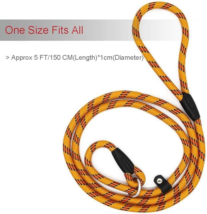 Coolrunner Dog Rope, 5 FT Slip Lead, Adjustable Pet Nylon Leash for Small Medium Dogs 10-80 lb Walking(Yellow)