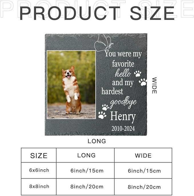 Dog Memorial Gifts for Loss of Dog Garden Stone, Personalized Pet Memorial Stones, Pet Remembrance Gift, in Memory of Dog Cat, Loss of Pet Sympathy Gift, Pet Loss Gifts