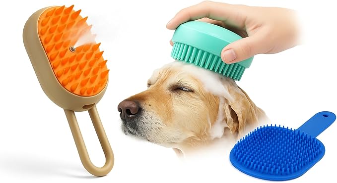 Set of 3 Pet Grooming Combs 2025– Brushes for Dogs and Cats – Hair Removal, Massage & Detangling – Non-Slip and Gentle on All Hair Types