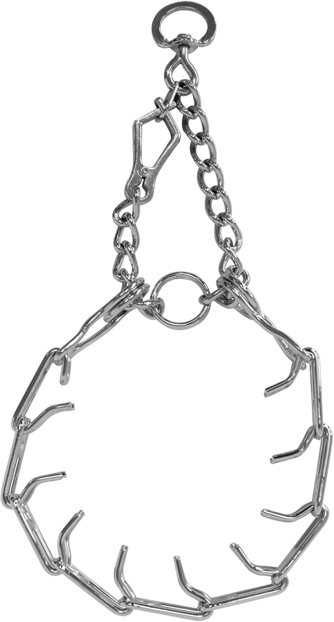 Downtown Pet Supply Chrome Plated Prong Collar for Dogs, Medium - Adjustable, No-Choke and No Pull Dog Collar with Removable Links - Pinch Collar for Dogs 20-40 lbs and 20" Neck Width