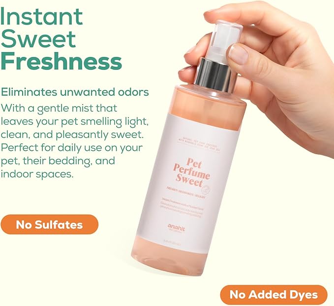 ANAHIT Pet Perfume Spray for Dogs and Cats – Long-Lasting Sweet Fragrance Grooming Mist for Coat Freshening and Everyday Use at Home or On The Go