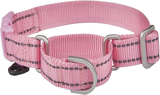 Reflective Martingale Collar for Dogs with Quick Snap Buckle Anti-Pull Nylon Safe Slip Collars for Easy Walking,Pink,Small