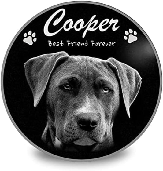 ADFSTONE 16" Round Shaped Pet Memorial Stones Personalized Dog Remembrance Gifts, Customized Cat Picture Grieving Plaque, DIY Gravestone, Custom Sympathy Photo Gift, Animal Grave Markers