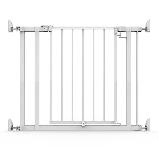 Ingenuity The Doorway 37W Series Pet and Baby Gate with Quad Cam Lock, 30"-37" Wide, 28" Tall, Pressure or Hardware Mounted, Install on Wall or Banister in Doorway or Stairway, Auto Close Door - White