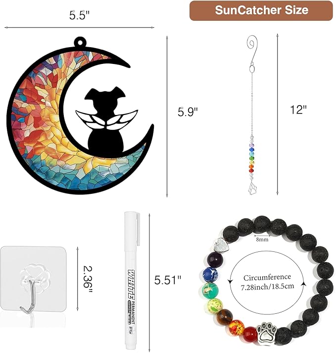 Personalized Dog Memorial Suncatcher, Pet Remembrance Gift for Loss of Dog, Dog Bereavement Gift, Rainbow Bridge Sympathy Gift with Name Date for Pet Lovers (Rainbow Glow)