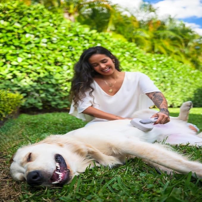 Bark&Bliss Pet Brush- Smart Design for grooming, detangling, massage, negative Ion Technology, vibration, self-cleaning for Pets, for Dogs & Cats.