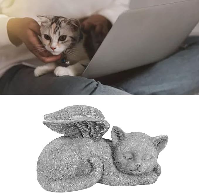 Yosoo Health Gear Pet Memorial Statue, Sleeping Angel Cat Sculpture, and Sunproof, 7.8oz