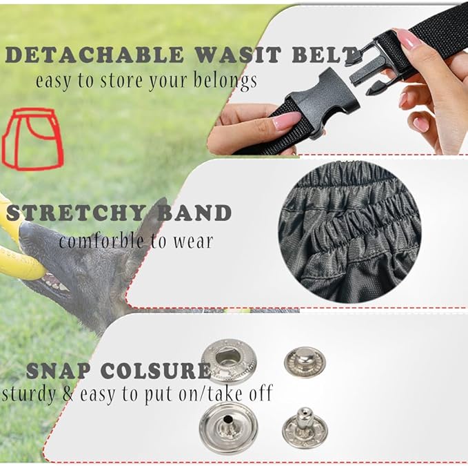 Dog Trainer Apron for Men Women with Big and Deep Pockets, Pet Handler Treat Waist Pouch for Holding Dog Stug Toy, Training Dummies, Rope (Red-L)