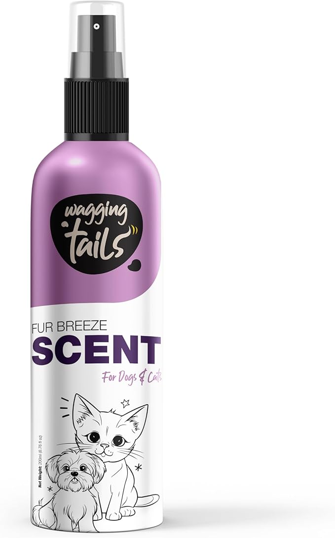 Wagging Tails Fur Breeze Scent Spray|Alcohol-Free Deodorizer for Dogs & Cats|Long-Lasting Natural Aloe Vera Fragrance|Odor Eliminator & Coat Freshener|200ml(6.76 fl oz)