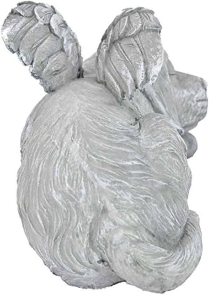 Pssopp Gifts Figurine Pet Memorial Stone for Cemetery Memorial Bereavement Gifts Figurine to Cherished Pets (Angel Dog)