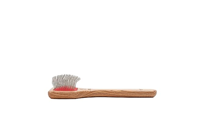 WIDU - Brush for Dogs and Cats, Ideal for Small Pets with Long Hair, Professional Carder in Ash Wood, Handmade in Italy - 16 x 7 cm, with 20 mm Long Teeth and 70° Inclination