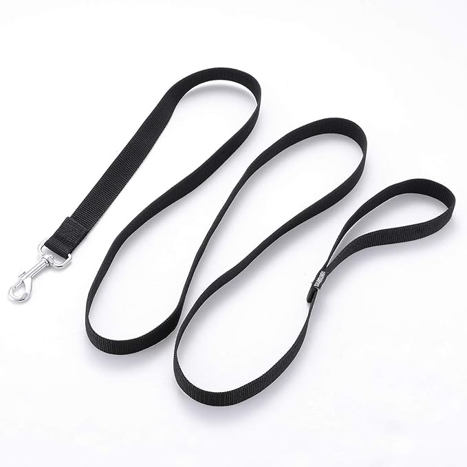 Strong Durable Nylon 10ft Long Dog Training Leash, Traction Rope, 1 Inch Wide, for Small and Medium Dog (Black, 10 Feet)