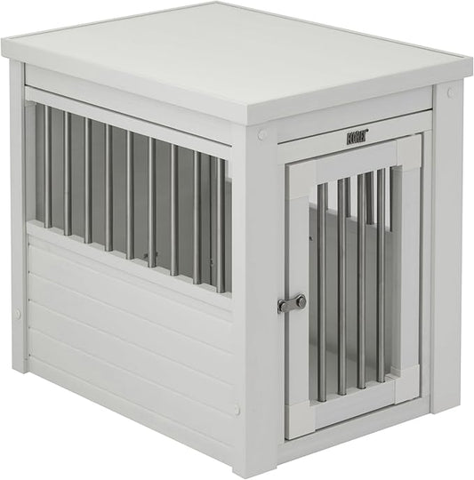 New Age Pet ECOFLEX InnPlace Dog Crate & End Table, Indoor Furniture Style Pet Kennel for Small, Medium, Large & XL Dogs, Durable Composite, Antique White, Small