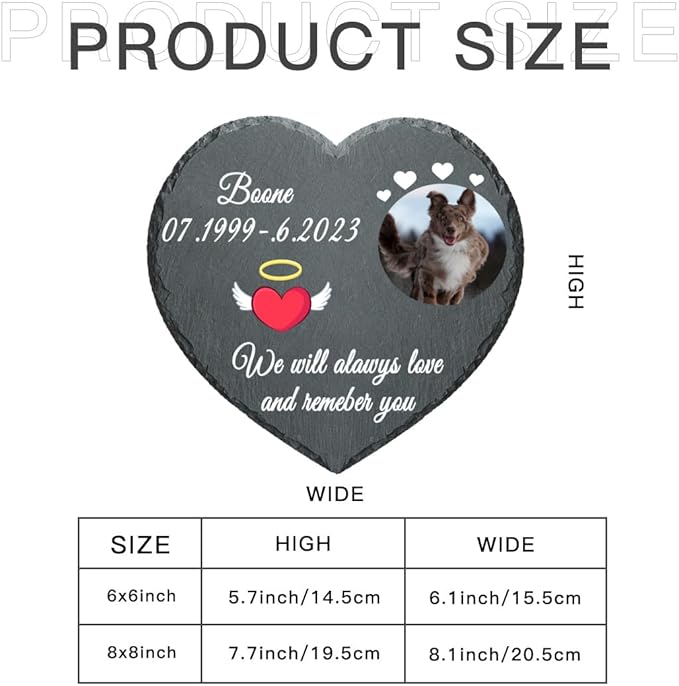 Photo Dog Memorial Stone Outdoor, Pet Memorial Stone, Dog Memorial Heart Shaped Stone, Pet Grave Marker Headstone, Personalized Pet Memorial Gift, Loss of Dog Cat Sympathy Gift