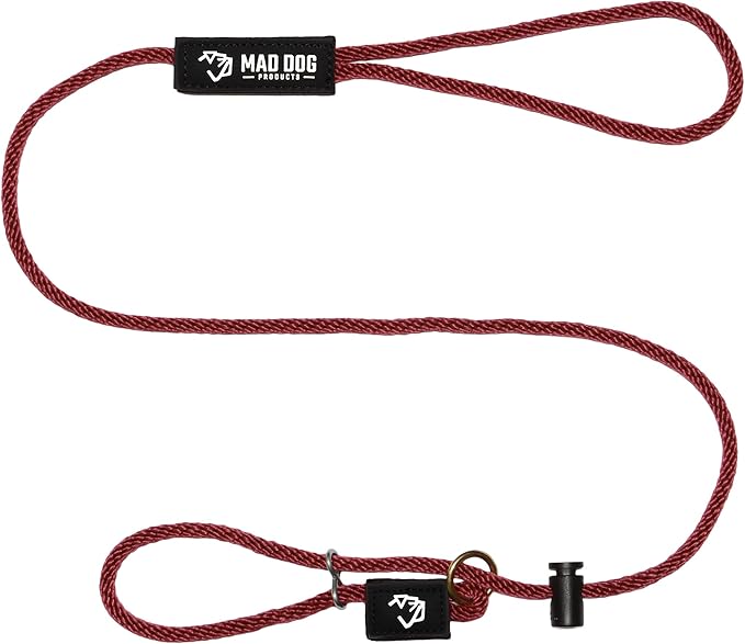 Mad Dog Products Easy Leader Dog Leash 1/4" x 15' Burgundy Signature Rope - Made in USA