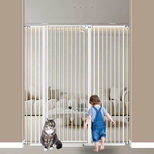 Extra Tall Cat Gate, 57" Height 48.1"-52.7" Width Auto-Close Safety Gate for Doorway, Stairs and Kitchen with 1.37" Narrow Spacing