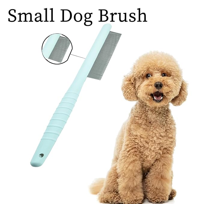 Small Dog Grooming Comb - Perfect for Shih Tzus, Yorkies, and Maltipoos - Ideal Puppy Hair Brushes for Maltese and Small Breeds (Blue)