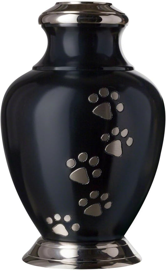 Kennedy Paws Series Pet Urn for Dogs, Handmade Aluminum Memorial Cremation Urn (Large - Pets up to 115 lbs, Ebony)