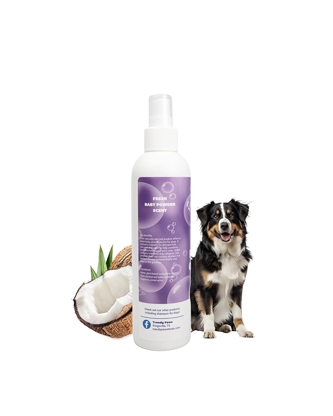 Trendy Paws Baby Powder Cologne. Naturally-Derived Baby Power Sent for Dogs Made with Coconut and Palm