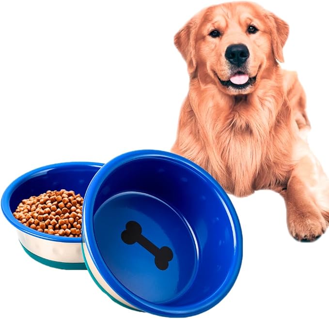 Stainless Steel Bowl - No Slip, No Tip - with Silicone Rubber Foot. (64) (64)