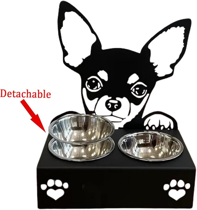 Personalized Dog Food Bowl Holder,Customized with Your Pet'S Name Pet Feeding Supplies Bowl Stainless Steel Dog Food and Water Dishes Gift for Pet Lovers (Chihuahua)
