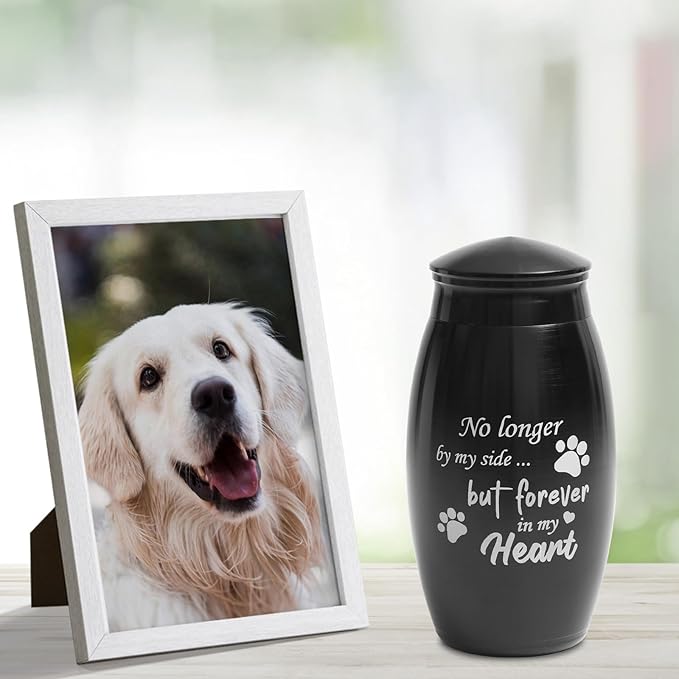 Pet Memorial Dog Keepsake Urn, 5.5 inches Small & Medium Stainless Steel Cremation Urn,Pet Paw Print Memorial Urn for Dog and Cat Ashes,Loss Pet Sympathy Remembrance Gift(25 lbs Capacity)