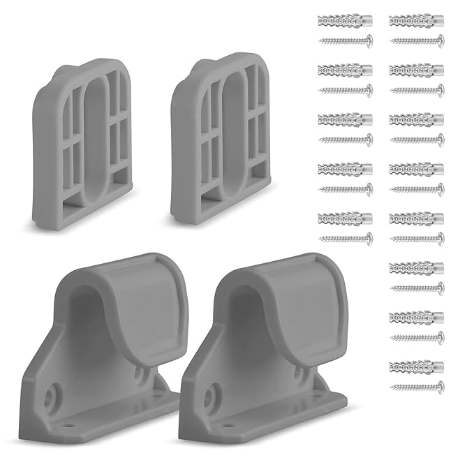 HAMOPY Auto-Lock Retractable Baby Gate Replacement Parts, Original Hardware Set (Including 2 x Latches + 2 x Brackets + 1 x Floor Hook + 1 Set of Screws) Only Fit 55“&71” Auto-Lock Baby Gate(Grey)