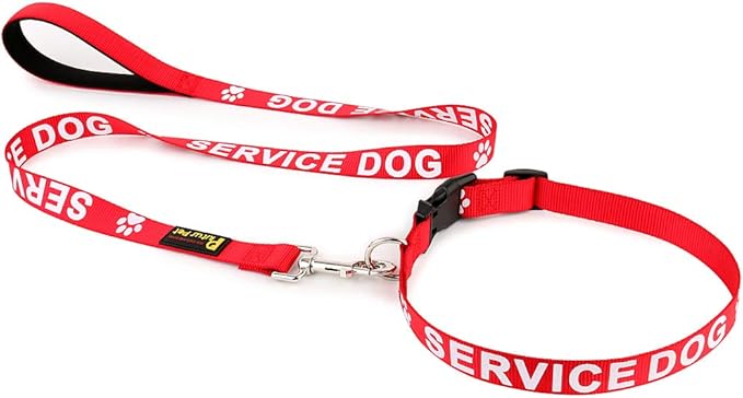 Plutus Pet Service Dog Collar,Printed in Large Letters on Nylon Webbing,Prevents Accidents by Warning Others of Your Dog in Advance,Two Colors,Four Sizes,Neck 14-20 inch,Medium,Red