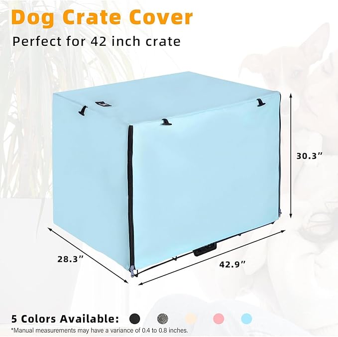 X-ZONE PET Double Door Dog Crate Cover - Polyester Pet Kennel Cover Fits 42 inches Wire Dog Cage Blue