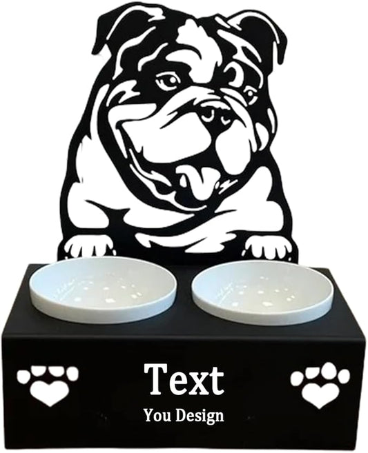 Personalized Dog Food Bowl Holder,Customized with Your Pet'S Name Pet Feeding Supplies Bowl Stainless Steel Dog Food and Water Dishes Gift for Pet Lovers (Bulldogge)