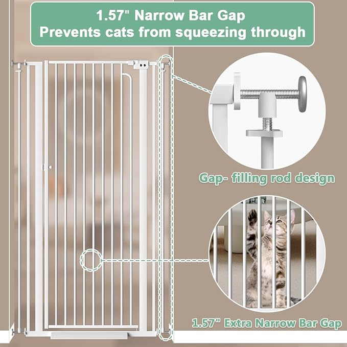 57" Extra Tall Cat Gate for Doorway,43.4"-48" Width, Extra Tall Baby Gate Tall Dog Gate Wide Baby Gate Safety,Narrow Auto-Close for Indoor Stairs, Doorways, and Kitchen