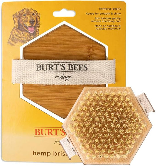 Burt's Bees for Pets Palm Brush with Hemp Bristles Best Ergonomic Dog Brush To Groom Large Dogs Easy to Hold Dog Brush Handle Reduces Stress On Your Wrist Ideal for Daily Grooming (Pack of 1)