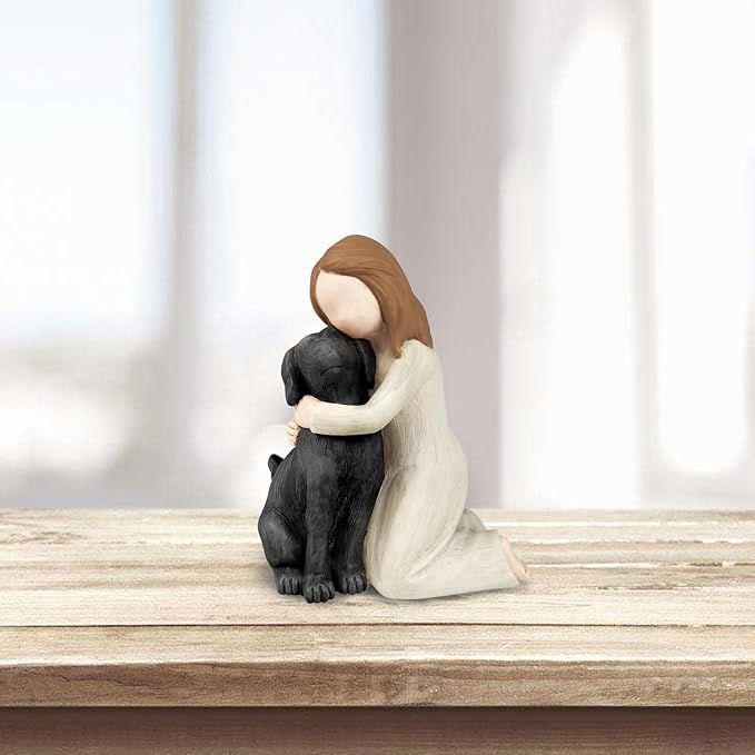 Black Dog Angel Figurines, Angel Dog Friendship Memorials for Pets Lovers