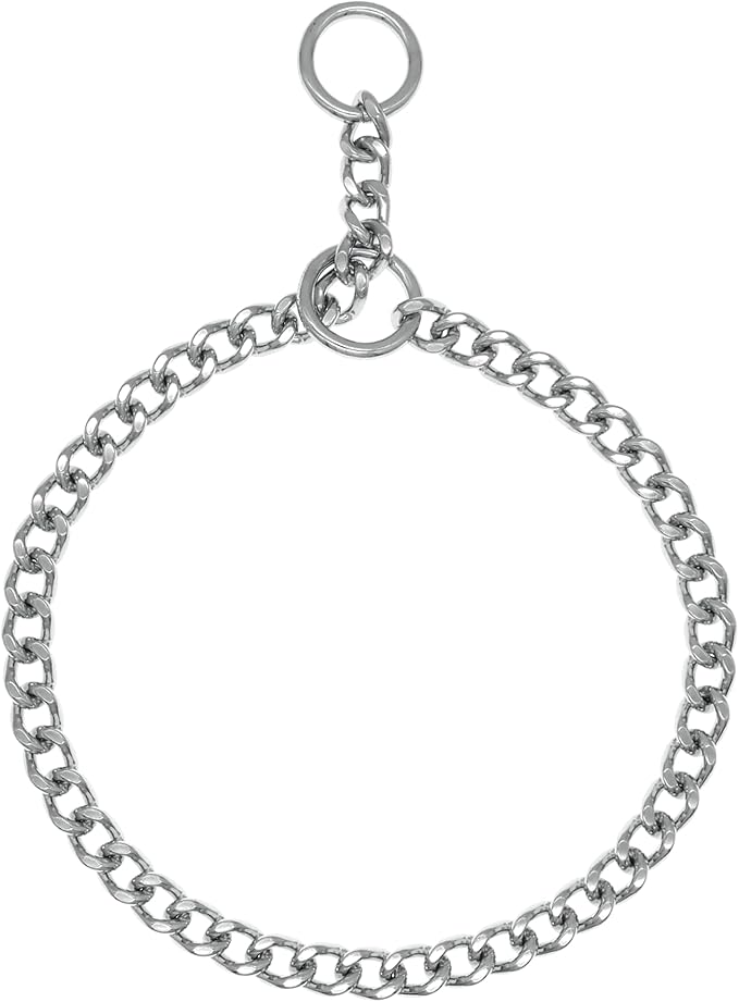 Herm Sprenger Chrome Plated Steel Dog Collar with Flat Narrow Links 4.0mm and Two O-Rings Choke Chain | Medium Large Dogs Professional Training Collar Correction Chain Made in Germany (26in (65cm))