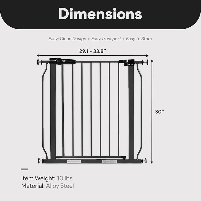 BalanceFrom Easy Walk-Thru Baby and Pet Safety Gate with Hold-Open and Auto-Close – Adjustable Steel Barrier for Stairs, Doorways, and Hallways, No Drilling Installation