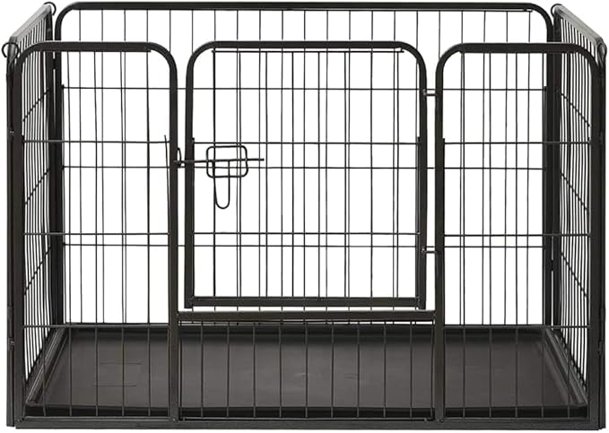 vidaXL Dog Playpen Black Powder-Coated Steel 36.0x23.2x24.0 in Foldable