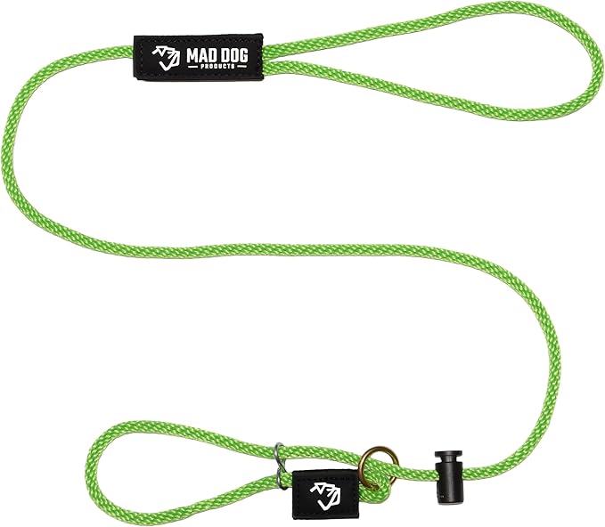 Mad Dog Products Easy Leader Dog Leash 1/4" x 6' Lime Signature Rope - Made in USA